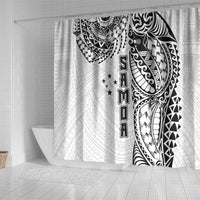 Samoa 685 Art Traditional Tattoo Pattern Shower Curtain White Color