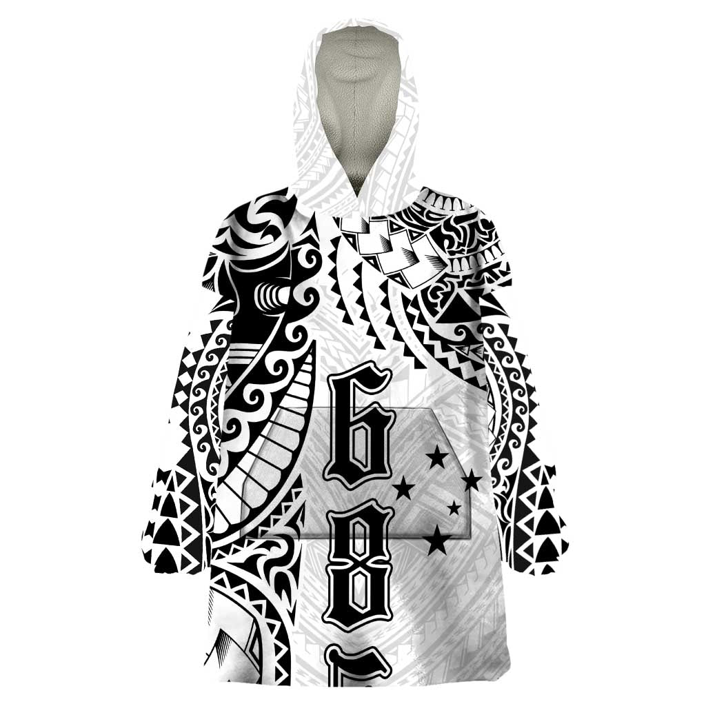 Samoa 685 Art Traditional Tattoo Pattern Wearable Blanket Hoodie White Color