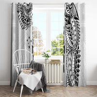 Samoa 685 Art Traditional Tattoo Pattern Window Curtain White Color