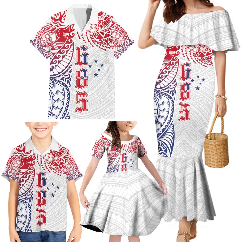 Samoa 685 Art Traditional Tattoo Pattern Family Matching Mermaid Dress and Hawaiian Shirt Gradient Color