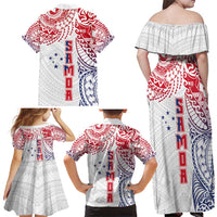 Samoa 685 Art Traditional Tattoo Pattern Family Matching Off Shoulder Maxi Dress and Hawaiian Shirt Gradient Color