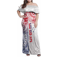 Samoa 685 Art Traditional Tattoo Pattern Family Matching Off Shoulder Maxi Dress and Hawaiian Shirt Gradient Color