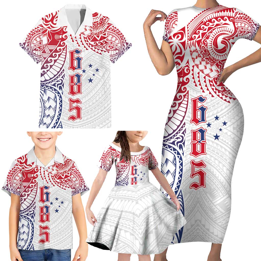 Samoa 685 Art Traditional Tattoo Pattern Family Matching Short Sleeve Bodycon Dress and Hawaiian Shirt Gradient Color