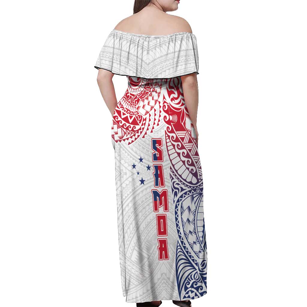 Samoa 685 Art Traditional Tattoo Pattern Off Shoulder Maxi Dress Gradient Color