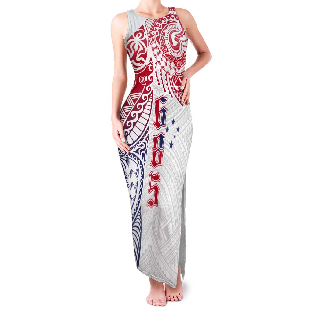 Samoa 685 Art Traditional Tattoo Pattern Tank Maxi Dress Gradient Color