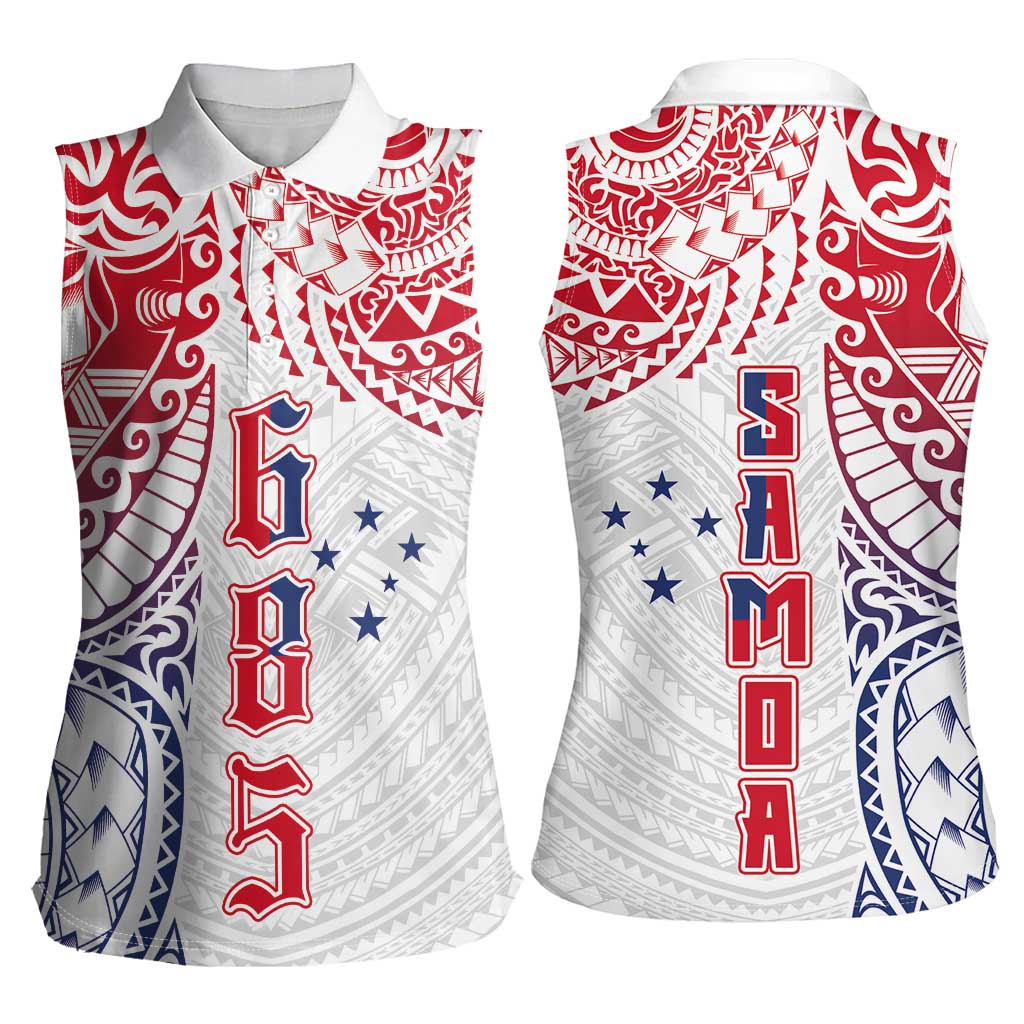 Samoa 685 Art Traditional Tattoo Pattern Women Sleeveless Polo Shirt Gradient Color