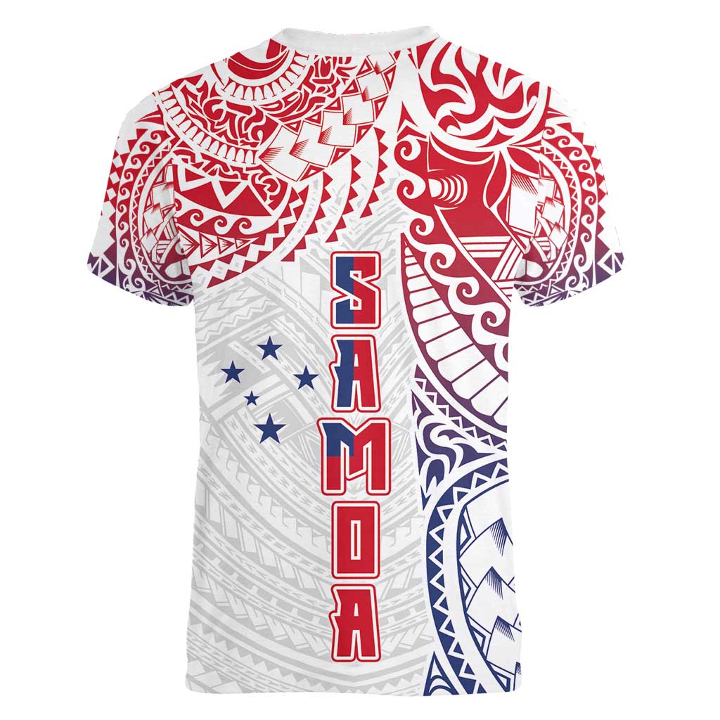 Samoa 685 Art Traditional Tattoo Pattern Women V-Neck T-Shirt Gradient Color