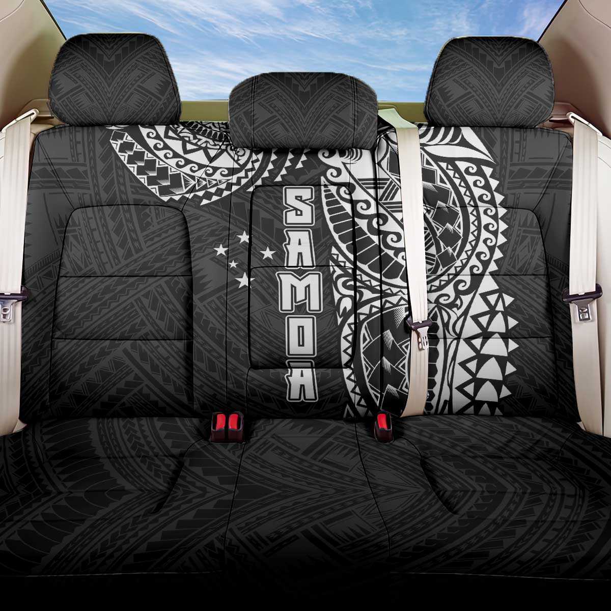 Samoa 685 Art Traditional Tattoo Pattern Back Car Seat Cover Black Color