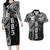 Samoa 685 Art Traditional Tattoo Pattern Couples Matching Long Sleeve Bodycon Dress and Hawaiian Shirt Black Color