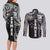 Samoa 685 Art Traditional Tattoo Pattern Couples Matching Long Sleeve Bodycon Dress and Long Sleeve Button Shirt Black Color