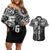 Samoa 685 Art Traditional Tattoo Pattern Couples Matching Off Shoulder Short Dress and Hawaiian Shirt Black Color