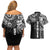 Samoa 685 Art Traditional Tattoo Pattern Couples Matching Off Shoulder Short Dress and Hawaiian Shirt Black Color