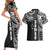 Samoa 685 Art Traditional Tattoo Pattern Couples Matching Short Sleeve Bodycon Dress and Hawaiian Shirt Black Color