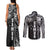 Samoa 685 Art Traditional Tattoo Pattern Couples Matching Tank Maxi Dress and Long Sleeve Button Shirt Black Color