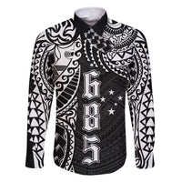 Samoa 685 Art Traditional Tattoo Pattern Family Matching Long Sleeve Bodycon Dress and Hawaiian Shirt Black Color