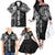 Samoa 685 Art Traditional Tattoo Pattern Family Matching Off The Shoulder Long Sleeve Dress and Hawaiian Shirt Black Color