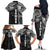 Samoa 685 Art Traditional Tattoo Pattern Family Matching Off The Shoulder Long Sleeve Dress and Hawaiian Shirt Black Color