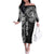 Samoa 685 Art Traditional Tattoo Pattern Family Matching Off The Shoulder Long Sleeve Dress and Hawaiian Shirt Black Color