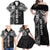 Samoa 685 Art Traditional Tattoo Pattern Family Matching Off Shoulder Maxi Dress and Hawaiian Shirt Black Color