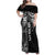 Samoa 685 Art Traditional Tattoo Pattern Family Matching Off Shoulder Maxi Dress and Hawaiian Shirt Black Color