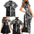 Samoa 685 Art Traditional Tattoo Pattern Family Matching Short Sleeve Bodycon Dress and Hawaiian Shirt Black Color