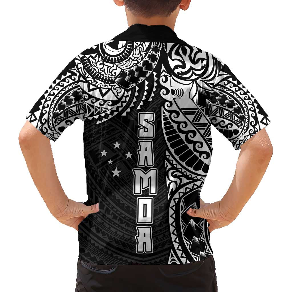 Samoa 685 Art Traditional Tattoo Pattern Kid Hawaiian Shirt Black Color