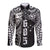 Samoa 685 Art Traditional Tattoo Pattern Long Sleeve Button Shirt Black Color