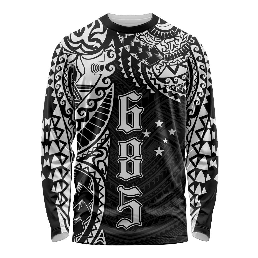 Samoa 685 Art Traditional Tattoo Pattern Long Sleeve Shirt Black Color