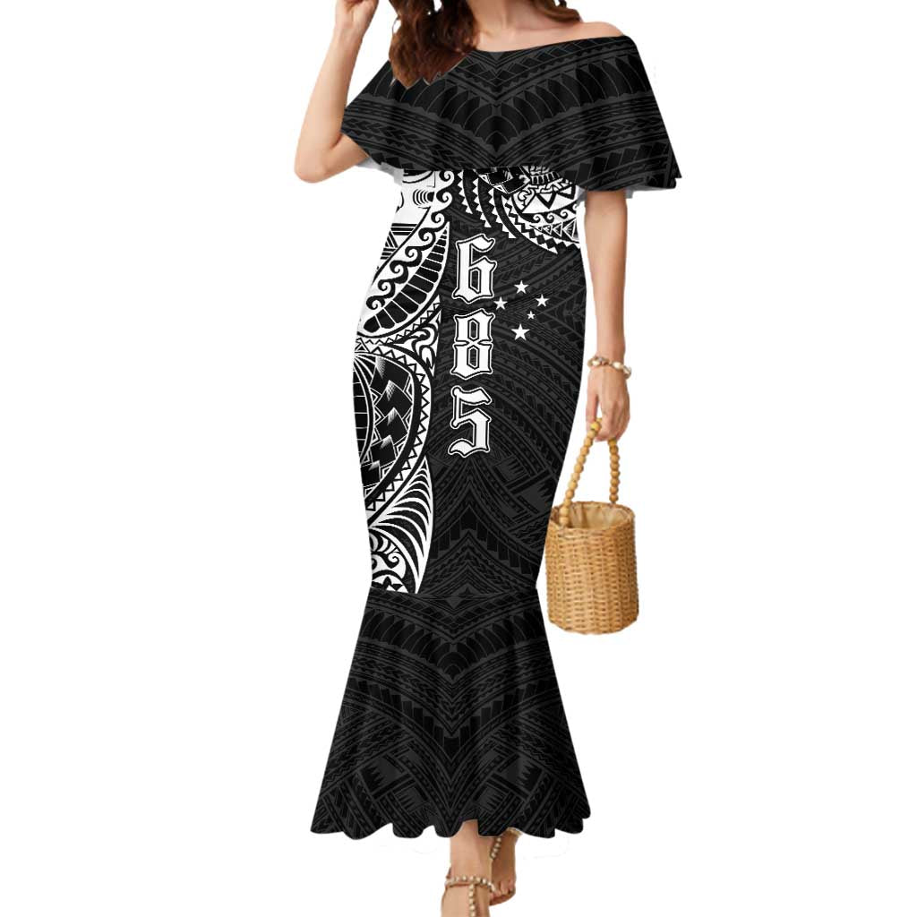 Samoa 685 Art Traditional Tattoo Pattern Mermaid Dress Black Color