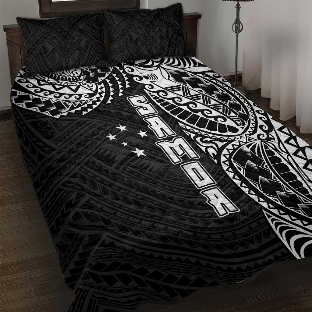 Samoa 685 Art Traditional Tattoo Pattern Quilt Bed Set Black Color