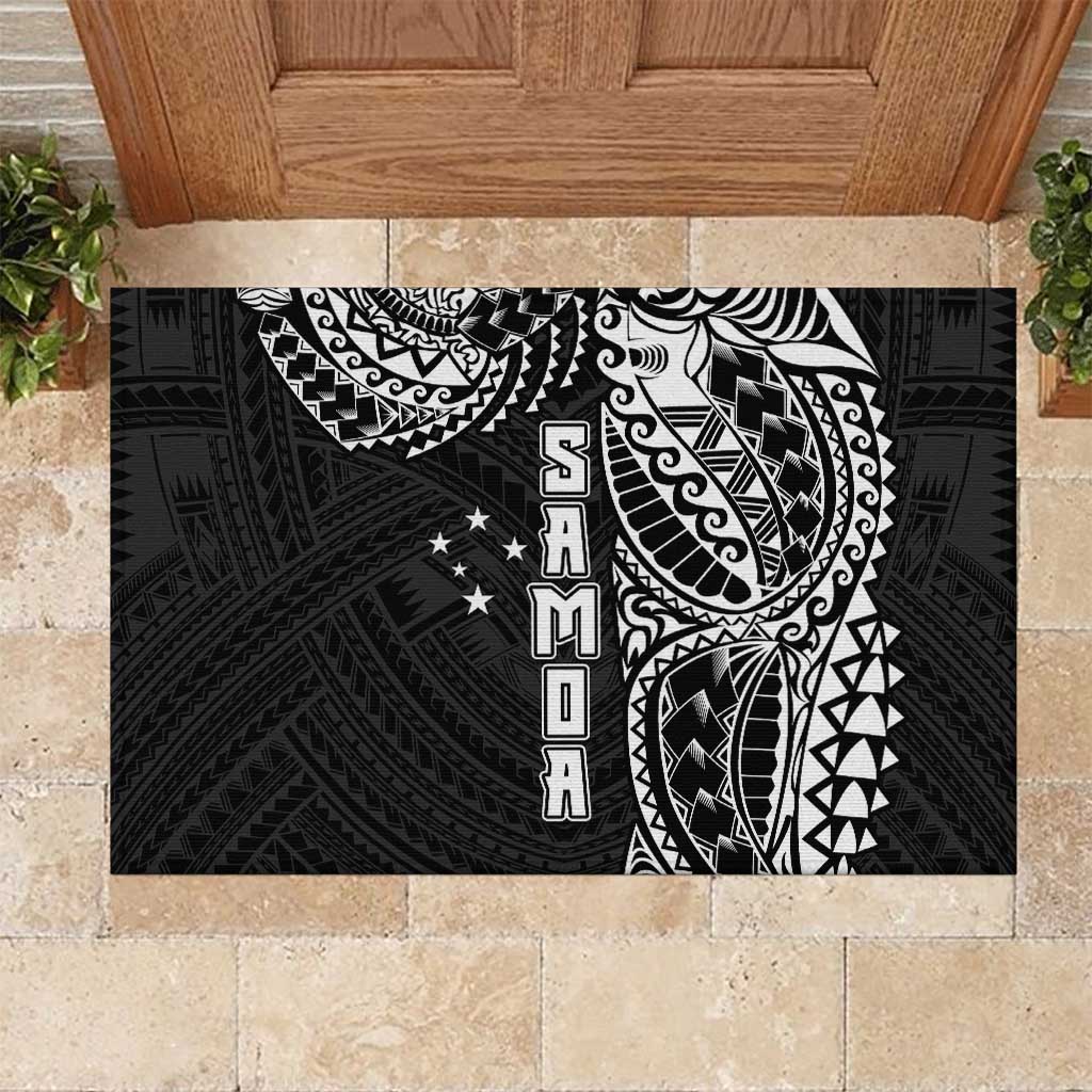 Samoa 685 Art Traditional Tattoo Pattern Rubber Doormat Black Color