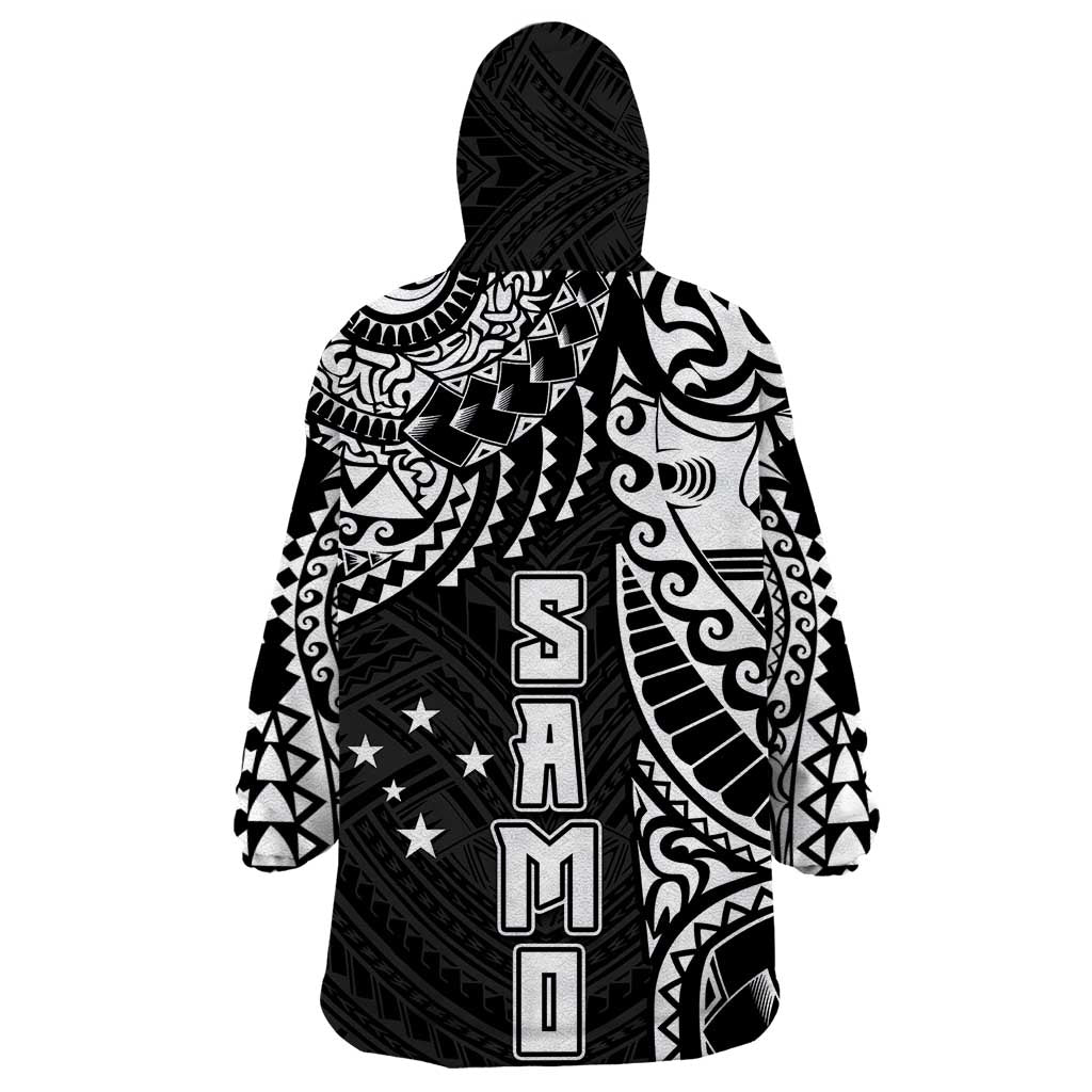 Samoa 685 Art Traditional Tattoo Pattern Wearable Blanket Hoodie Black Color