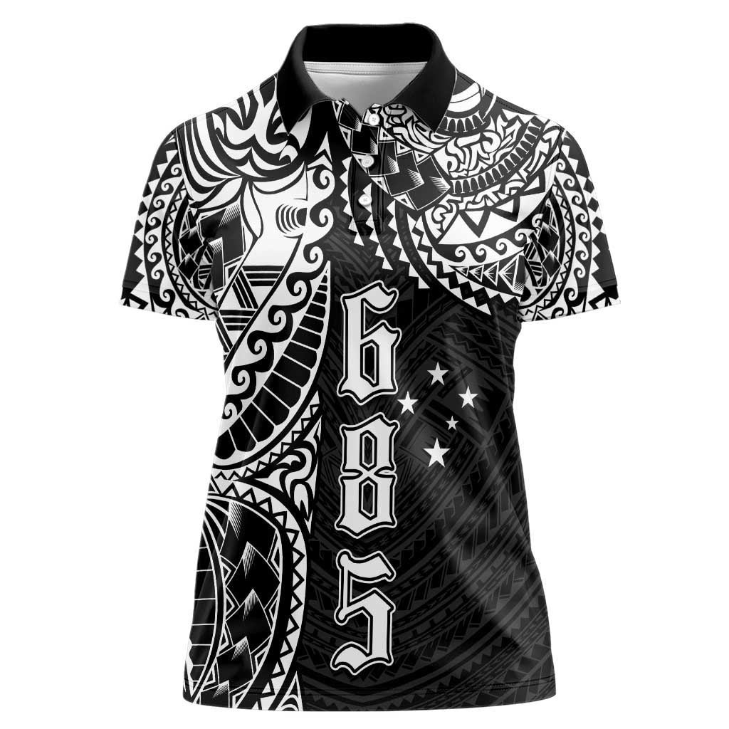 Samoa 685 Art Traditional Tattoo Pattern Women Polo Shirt Black Color