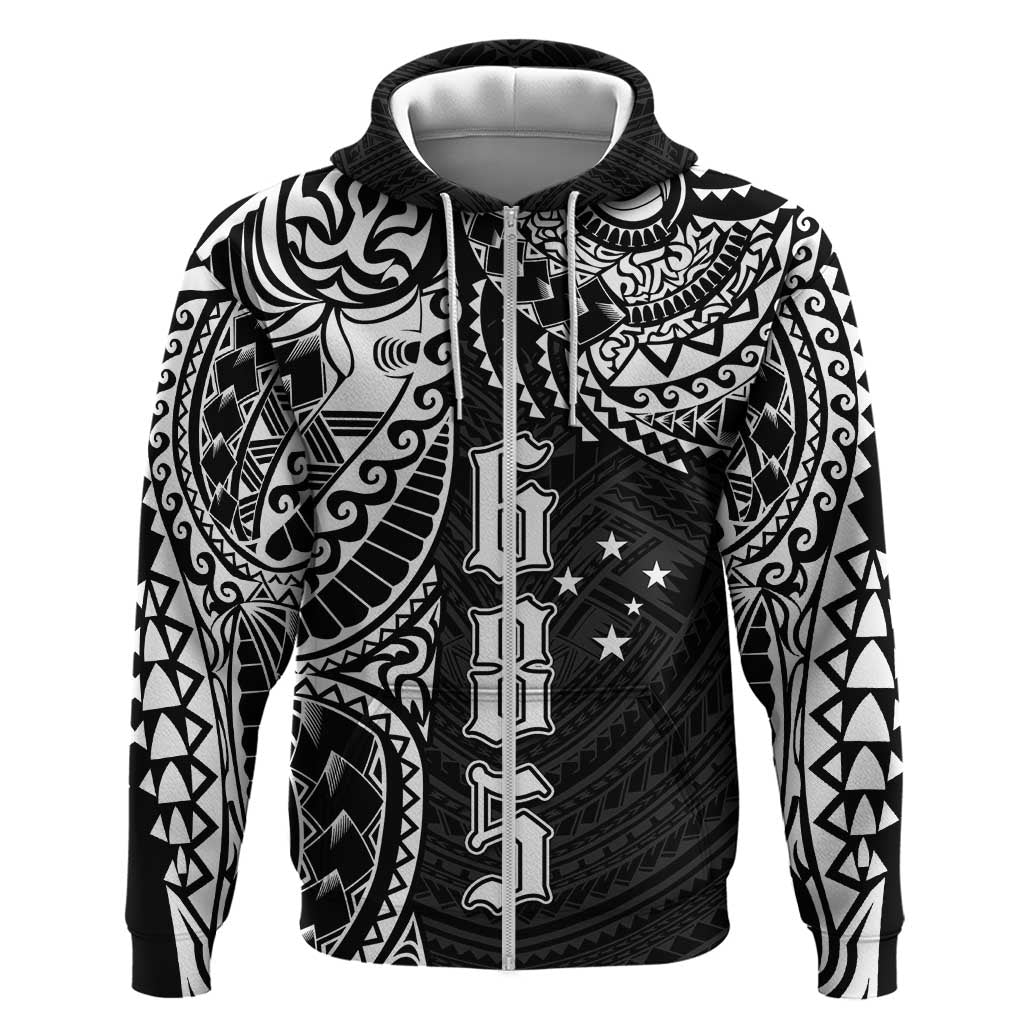 Samoa 685 Art Traditional Tattoo Pattern Zip Hoodie Black Color