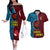 Custom Bintangor Goroka Lahanis Rugby Couples Matching Off The Shoulder Long Sleeve Dress and Hawaiian Shirt Papua New Guinea Polynesian Tattoo LT03 Red - Polynesian Pride