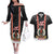 Vanuatu Christmas Couples Matching Off The Shoulder Long Sleeve Dress and Hawaiian Shirt Polynesian Tribal Snow Style LT03 Black - Polynesian Pride