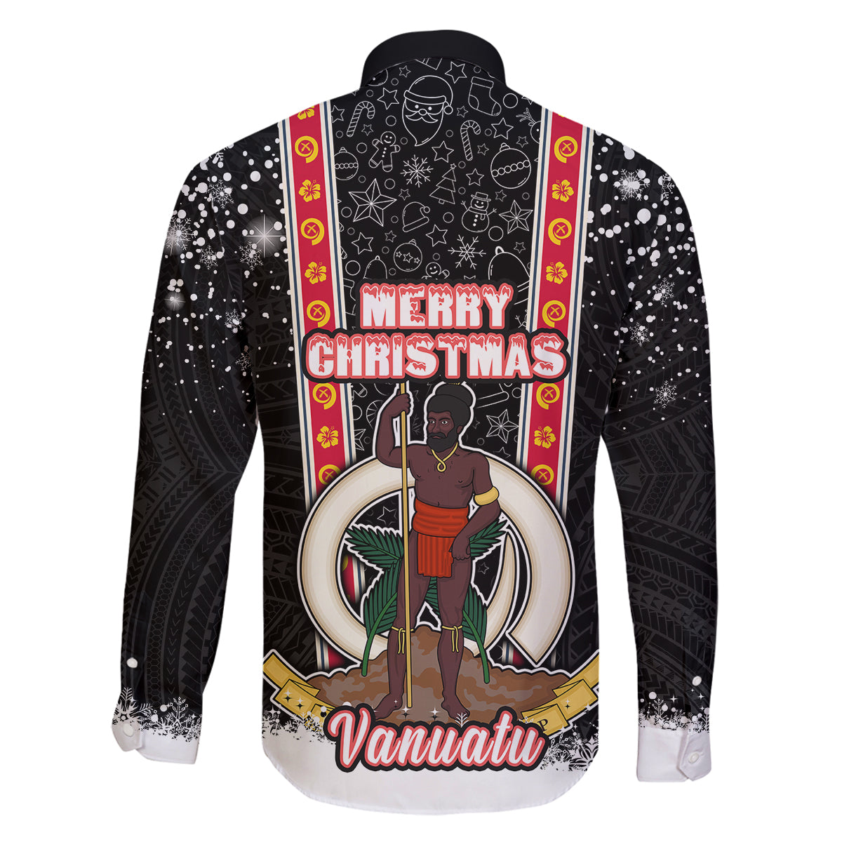 Vanuatu Christmas Family Matching Summer Maxi Dress and Hawaiian Shirt Polynesian Tribal Snow Style LT03 - Polynesian Pride