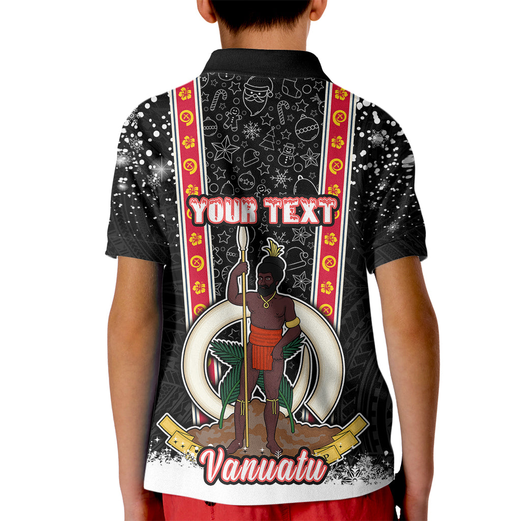 Personalised Vanuatu Christmas Kid Polo Shirt Polynesian Tribal Snow Style LT03 - Polynesian Pride
