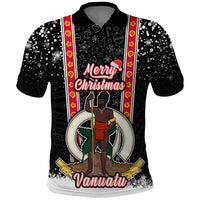 Personalised Vanuatu Christmas Polo Shirt Polynesian Tribal Snow Style LT03 Black - Polynesian Pride