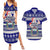 Samoa Christmas Couples Matching Summer Maxi Dress and Hawaiian Shirt The Santa Coat of Arms with Samoa Bracelet Pattern LT03 Blue - Polynesian Pride