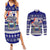 Samoa Christmas Couples Matching Summer Maxi Dress and Long Sleeve Button Shirts The Santa Coat of Arms with Samoa Bracelet Pattern LT03 Blue - Polynesian Pride