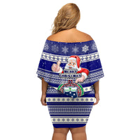 Samoa Christmas Family Matching Off Shoulder Short Dress and Hawaiian Shirt The Santa Coat of Arms with Samoa Bracelet Pattern LT03 - Polynesian Pride