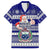 Samoa Christmas Family Matching Puletasi Dress and Hawaiian Shirt The Santa Coat of Arms with Samoa Bracelet Pattern LT03 Dad's Shirt - Short Sleeve Blue - Polynesian Pride