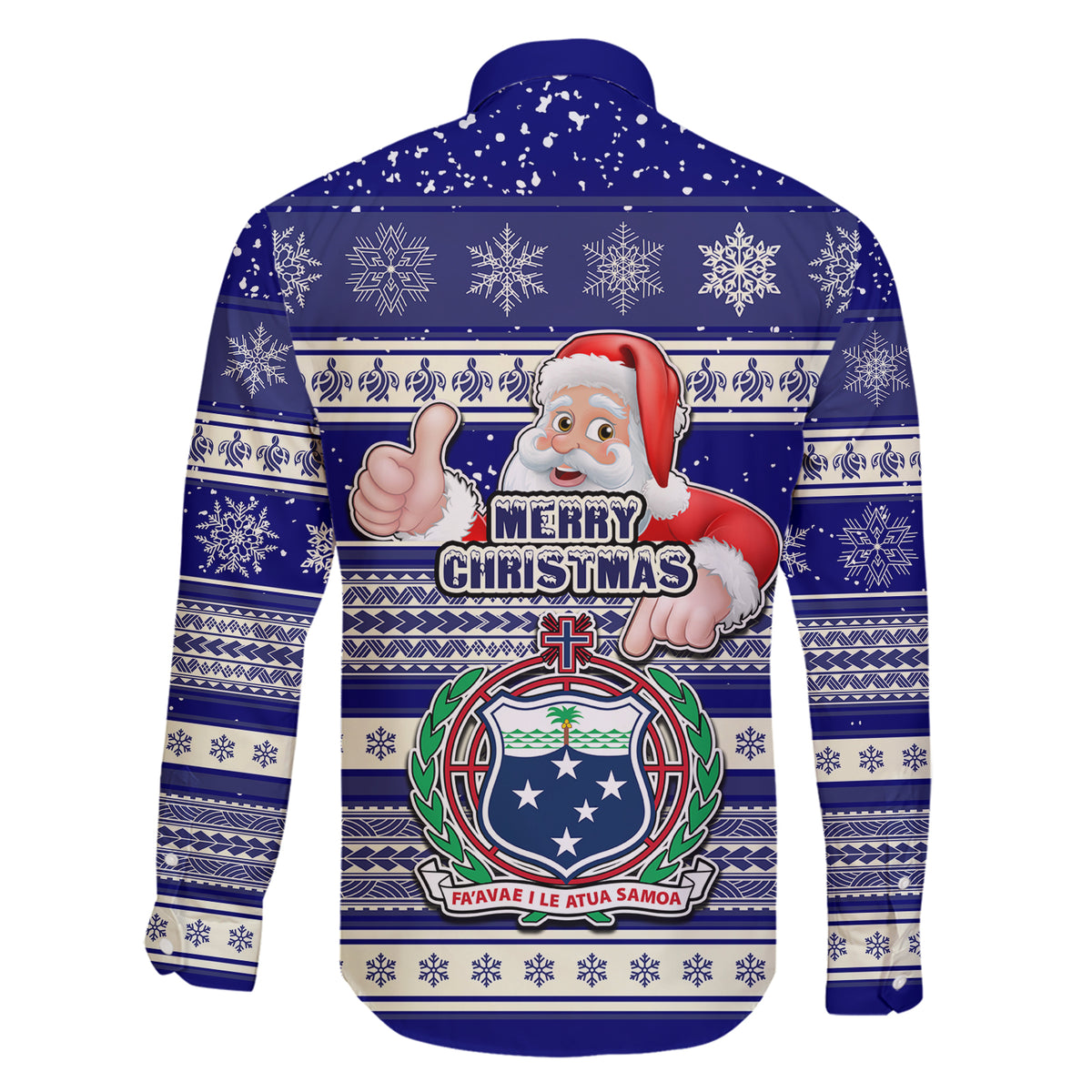 Samoa Christmas Family Matching Short Sleeve Bodycon Dress and Hawaiian Shirt The Santa Coat of Arms with Samoa Bracelet Pattern LT03 - Polynesian Pride