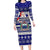 Samoa Christmas Long Sleeve Bodycon Dress The Santa Coat of Arms with Samoa Bracelet Pattern LT03 Long Dress Blue - Polynesian Pride