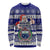 Samoa Christmas Long Sleeve Shirt The Santa Coat of Arms with Samoa Bracelet Pattern LT03 Unisex Blue - Polynesian Pride