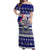 Samoa Christmas Off Shoulder Maxi Dress The Santa Coat of Arms with Samoa Bracelet Pattern LT03 Women Blue - Polynesian Pride