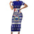 Samoa Christmas Short Sleeve Bodycon Dress The Santa Coat of Arms with Samoa Bracelet Pattern LT03 Long Dress Blue - Polynesian Pride