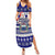 Samoa Christmas Summer Maxi Dress The Santa Coat of Arms with Samoa Bracelet Pattern LT03 Women Blue - Polynesian Pride