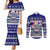 Custom Samoa Christmas Couples Matching Mermaid Dress and Long Sleeve Button Shirts The Santa Coat of Arms with Samoa Bracelet Pattern LT03 Blue - Polynesian Pride